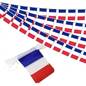 baratos Partida de Futebol Mundial 2026-Bandeirolas francesas em cordão para jogos da Copa do Mundo de Futebol, 50 bandeirinhas, 14 metros (46 pés), pequenas bandeirinhas francesas para decoração de festas, escolas, eventos esportivos e