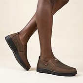 billiga Slip-On vardagsskor-Herrbruna slip-on casualskor, andningsbara, lätta och bekväma promenadloafers för vardagsbruk, kontor, resor, bilkörning, helgfritid och enkel smart casual-stil