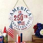 abordables 250e Anniversaire des États-Unis-Plaque de porte américaine commémorative du 250e anniversaire, drapeau national américain patriotique du 4 juillet avec couronne « Nous le peuple », décoration murale en bois pour la fête de
