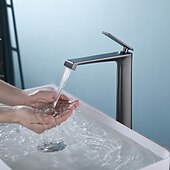 economico Rubinetti per lavandino bagno-Rubinetto per lavabo da bagno - classico rubinetto da bagno monocomando a foro singolo galvanizzato color grigio gomma
