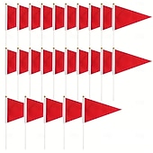 billiga Event &amp; Party Supplies-25/50 mini handhållna röda triangelflaggor, handhållna enfärgade flaggor på pinnar, festevenemang, invigning, födelsedagsfest, sportklubb, blomkrukodekoration