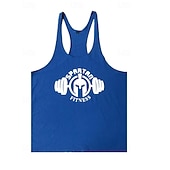 billige Løpe T-skjorter og tanktopper-Herre Grafisk Bokstaver Treningstank topp Singlet til jogging Gymtopp Sommer Racerrygg Ermeløs Hurtigtørkende Fukttransport Treningsøkt Aktiv trening Trening Blå Svart Gul Sports Sportsklær