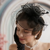 billige Fascinatorer-fascinators polyester Bryllup Bursdag Elegant Årgang søt stil Med Fjær Tyll Hodeplagg Hodeplagg