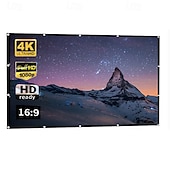 cheap Projector Screens &amp; Accessories-Projector Screen 16:9 HD 4K, Foldable Portable Projection Screen for Home Theater, Indoor Outdoor Movie Screen with Reinforced Edges and Grommets, Anti-Crease Video Screen for Office &amp; Backyard