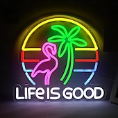 levne Dekorativní světla-plameňák, koktejl, palma &amp;Nástěnná svítidla s neonovým nápisem s vlnami, napájení přes USB, stmívatelné LED světlo s barevnými možnostmi pro interiér, ložnici, obývací pokoj, hernu, bar, párty,