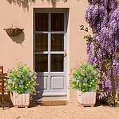 baratos Flor artificial-Estaca de flor artificial de 56 cm (22 polegadas) para decoração de jardim com camélias multicoloridas. &amp;Decoração de jardim em plástico resistente que não desbota, para todas as estações.