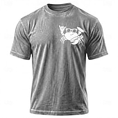 voordelige Тропические футболки для отдыха-Voor heren Krab Hawaii T-shirt Minerale wassing T-shirt Korte mouw T-shirt Zuurwas Strakke ronde hals Overhemd Vakantie Vintage Retro Casual Strand Reizen blauw Paars Grijs Zomer Lente Kleding M L XL