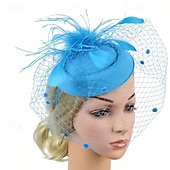 economico Fascinatori-Fascinator Piume Rete Matrimonio Compleanno Vintage Carino Retrò Con Piuma Tulle Copricapo Copricapo
