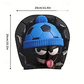 voordelige 250e Verjaardag-2 stuks grappige hoofdsteunhoezen met voetbalhoofd-uitdrukking voor in de auto, gemaakt van non-woven polyester, universele pasvorm, wasbaar, eenvoudig te installeren, perfect voor roadtrips of