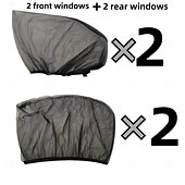 billiga Fordonstjänst-4-delars solskyddsset för bilfönster, UV-skydd, insynsskydd för fram- och bakfönster, lämplig för bilar och SUV:ar, enkel att installera, andningsbart nätmaterial, blockerar skadliga UV-strålar