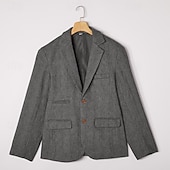  Men's Tweed Herringbone Blazer – Vintage Slim Fit Sport Coat, Single Breasted 2 Button Jacket, Business Casual, Fall Winter, Available in Brown, Blue, Grey