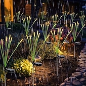 abordables Luces de camino y linternas-2 luces solares de exterior con forma de estaca de burbujas de 10 cabezas, impermeables, con LED oscilantes para jardín, patio, césped, camino, villa, fiesta, cumpleaños, vacaciones e iluminación de