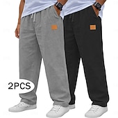 abordables Clásico-Hombre Pantalones de lino Pantalones Pantalones de verano Pantalones anchos Correa Cintura elástica Pierna recta Plano Ligero Transpirable Longitud total Diario Exterior Festivos Vacaciones Moda
