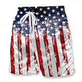  Homens American US Flag 4 de julho - 250º aniversário dos EUA Calção Justo de Natação Shorts de Natação Bermuda de Surf Cintura Média Havaiana Casual Férias Feriado Roupa de Praia Bolsos laterais