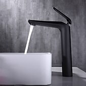 Недорогие Смесители для раковины в ванной-Классический однорычажный смеситель для раковины в ванной комнате с гальваническим покрытием, однорычажный, с одним отверстием, черного цвета.