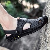 economico Sandali casual-sandali estivi traforati in similpelle da uomo – cinturino regolabile, comfort traspirante leggero, calzature casual versatili per spiaggia, viaggi, resort e tempo libero all'aria aperta
