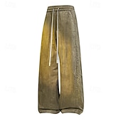 baratos calça casual-SoftFade™ Calças Masculinas Calças Casuais 100% Algodão Calças Largas Calças Lavadas em Ácido Com Corda Perna Larga Cor Sólida Conforto Comprimento Total Casual Diário Moda de Rua Fashion Retro