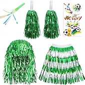cheap World Soccer Match 2026-5pcs/set Soccer Summer Global Match Fan Gear Set, Wig Hat with Handheld Cheer Pom Poms, Football Fan Costume Accessories for Game Day Party Sports Events