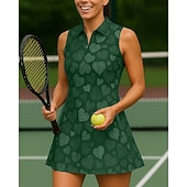 cheap Women's Shirt-Women's Heart Tennis Dress Golf Dress Sleeveless Dress Sleeveless Zipper High Elasticity Breathable Tennis Golf Badminton Polo Collar Dress Pink Army Green Red Tennis Clothing