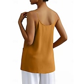 baratos Blusas Simples-Regata feminina com bolso, lisa, moderna, elegante, clássica, sem mangas, gola redonda, ideal para uso diário, passeios e fins de semana. Cores: azul, preta, branca, amarela, rosa. Verão e primavera.