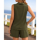 abordables Chándales-Mujer Tracksuit Conjuntos de chándal tipo jersey Pantalones cortos deportivos Correa con bolsillo Color sólido Conjunto de ropa deportiva Verano Primavera Negro Rosa Entrenamiento de gimnasio Correr