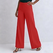 preiswerte Gerade geschnittene Hose-Damen Hose Freizeithose Sommerhose Elegant Mode Alltagstauglich Volle Länge Hohe Taille Einfarbig Einfach Reißverschluss Gerader Schnitt Komfort Leicht Weich Unelastisch Täglich Streetwear Arbeit