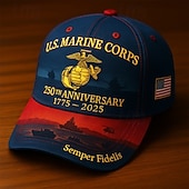 billige U.S. 250-årsjubileum-U.S. Marine Corps 250-årsjubileumsbaseballcaps 1775-2025, brodert militærhatt med Semper Fidelis, amerikansk flagg, rød &amp;blå patriotisk justerbar lue