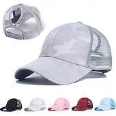 baratos Bonés, Chapéus e Visores-Baseball Cap Running Cap Sun Hat Women's Cap Running Cap Patchwork Camo / Camouflage Sun Protection Windproof Heat Dissipation for Tennis Baseball Running Summer Spring Black White Pink