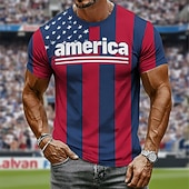 cheap Sports Gym T shirts-Soccer Cup 2026 Men's USA Flag Stars Stripes america Lettering National Team T-Shirt All Over Print Muscle Fit Game Day Fan Wear Designer Clothing Apparel S M L XL XXL XXXL