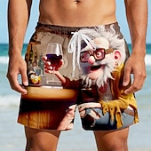 preiswerte Retro Vintage &amp; Ethik-Herren Comic-Figuren Lustig Alter Mann Badehosen Badeshorts Boardshorts Mittlere Taille Retro Vintage Outdoor Urlaub Alltagskleidung Seitentaschen Netzfutter Elastischer Kordelzug in der Taille