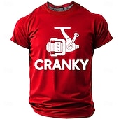 cheap Hobby Tees-Men's Cranky Fishing Reel Spinning Reel Funny Humorous Pun Fisherman Gift T Shirt Graphic Regular Fit Outdoor Fishing Trip Designer Clothing Apparel S M L XL XXL XXXL
