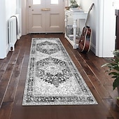 cheap Runner Rugs-Persian Ethnic Style Corridor Rug Faux Cashmere Durable Non-Slip Bedroom Bedside Mat Easy-to-Clean Living Room Carpet