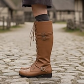 Недорогие Обувь-Средневековый Эпоха возрождения Стимпанк Ботинки Кельтский рыцарь Маскарадный костюм Жен. Хэллоуин Карнавал Выступление РИЖД Рен Фэйр Взрослые Туфли