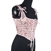 ieftine Topuri-Medieval Renascentist Cottagecore Corset Corsaj Viching Țăran Cu Șiret Costume de fancy Pentru femei Celtic Fantezie Halloween Carnaval Performanță LARP Ren Faire Adulți Corset Corsaj