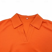  Damskie Podkoszulek Koszulki polo Koszulki Swetry w wafelkowatej dzianinie Równina Moda Elegancki Podstawowy Krótki rękaw Kołnierzyk koszuli Zwykłe topy Codzienny Wyjściowe Weekend Niebieski Czarny