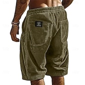  Męskie Szorty Szorty na co dzień Sztruksowe szorty Kieszeń Elastyczny pas Równina Oddychający Do kolan Na zewnątrz Urlop Dzienne zużycie Urlop Moda Czarny Biały Średnio elastyczny