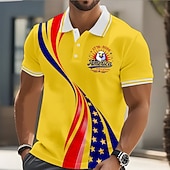 ieftine Patriotice 250 Polo-4 iulie 2026, a 250-a aniversare Bărbați Drapelul SUA american Tricouri polo Manșon scurt Tricouri de polo Rever Casual Îmbrăcăminte Atletică Nasturi Primavara vara Albastru piscină Alb Galben