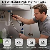 economico Strumenti di misurazione e misurazione-Chiave professionale per lavabo 2 pezzi - lavello multifunzione &amp;strumento di installazione del rubinetto, chiave per tubi con testa girevole per spazi ristretti sotto il lavandino