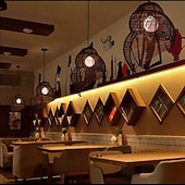 economico Modello a lanterna-25 cm Design di Lanterna a Sospensione Lampada a sospensione Rattan Finiture Verniciate Moderno 110-120V 220-240V