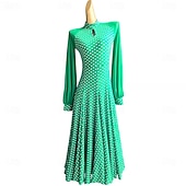 cheap Competition Wear-Ballroom Dance Dress Splicing Women's Party Performance Long Sleeve Spandex Polyester