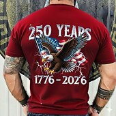  2026. július 4. 250. emléknap Férfi 3D Nyomtatott US Zászló Kerek nyakú Rövid ujjú Póló Napi Utca