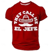 cheap Men's Funny T shirts-Cinco de Mayo Men's They Call Me El Jefe Funny T-Shirt Mexican Sombrero Mustache Graphic Short Sleeve Crew Neck Casual Top Fiesta Designer Clothing Apparel S M L XL XXL XXXL