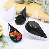 billiga Köksredskap och -apparater-50 st svarta droppformade kryddskålar för engångsbruk, mini-förrätt &amp;såstallrikar, återanvändbara, perfekta för picknick, camping och servering av kryddor som chilisås