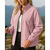 זול מעילים עמידים למים-בגדי ריקוד נשים בולם רוח מעיל ג'קט לטיולי הליכה חיצוני עמיד למים עמיד בגדי טיולים אביב סתיו צמרות מחנאות / צעידות / טיולי מערות ריצה צבע אחיד שחור לבן ורוד