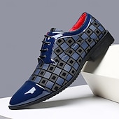 abordables Chaussures Derby-Chaussures décontractées à lacets en similicuir rouge à motifs pour hommes, élégantes et stylées, parfaites pour le travail, les soirées et le quotidien.