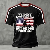  4 de julho de 2026 250º Dia da Memória Camiseta Masculina com Impressão 3D da Bandeira dos EUA para Veteranos de Manga Curta Casual Rua