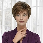 Недорогие старший парик-Элегантный короткий светлый парик-пикси для женщин — текстурированный с мягкими слоями.