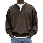 voordelige Basis Sweatshirts-Voor heren Sweatshirt Sweatshirt met kwartrits blauw Zwart Wit Lichtgroen Marineblauw Halve rits Effen Kwart ritssluiting Dagelijks Sport &amp; Outdoor Feestdagen Polyester Streetwear Basic Casual Lente