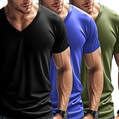 billiga grundläggande t-shirts-Herr T-shirt T-tröja Kortärmad V-hals Sommar Vår Slät Designer Grundläggande Modernt Modernt 3 st Ledigt Semester Gata 8# 9# 4# Topp t-shirt för män