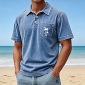 Χαμηλού Κόστους Ανδρικό Κλασικό Πόλο-Ανδρικά Φοίνικας Πουκάμισο με οξύ 100% Bumbac Κοντομάνικο Μπλουζάκια πόλο Πέτο Χαβανέζα Καθημερινό Ένδυση γυμναστικής και άθλησης Ρούχα διακοπών Τσέπη 3D εκτύπωση Κουμπιά Ανοιξη καλοκαίρι